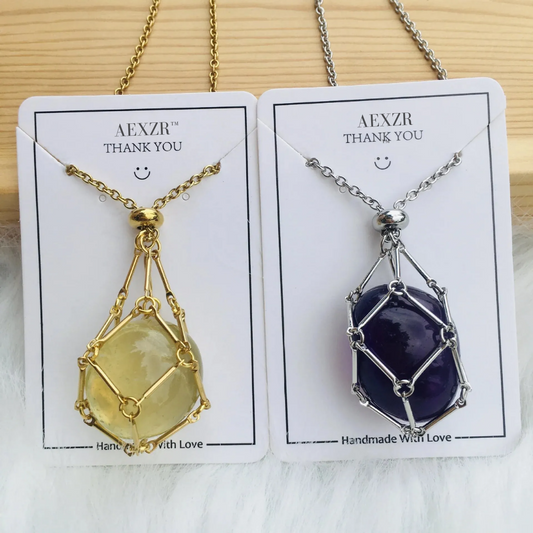 AEXZR™ Crystal Stone Holder Necklace (Free Healing Crystal Included!)